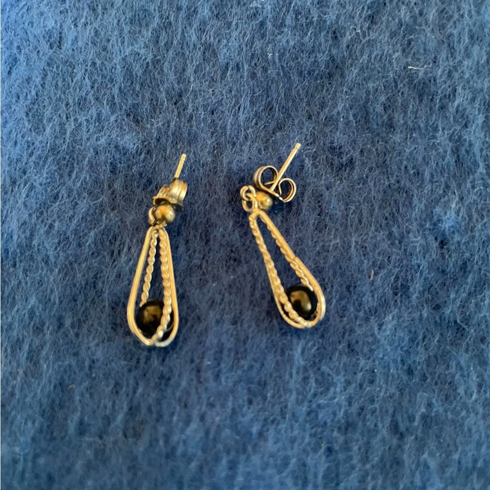 Elegant Silver and Black Drop Earrings